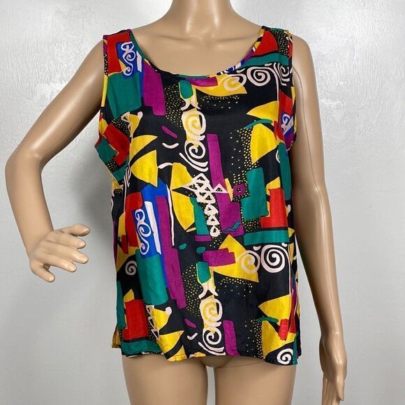 O’kief & O’kief Collection Silk Colorful Sleeveless Top Size M - Picture 1 of 7